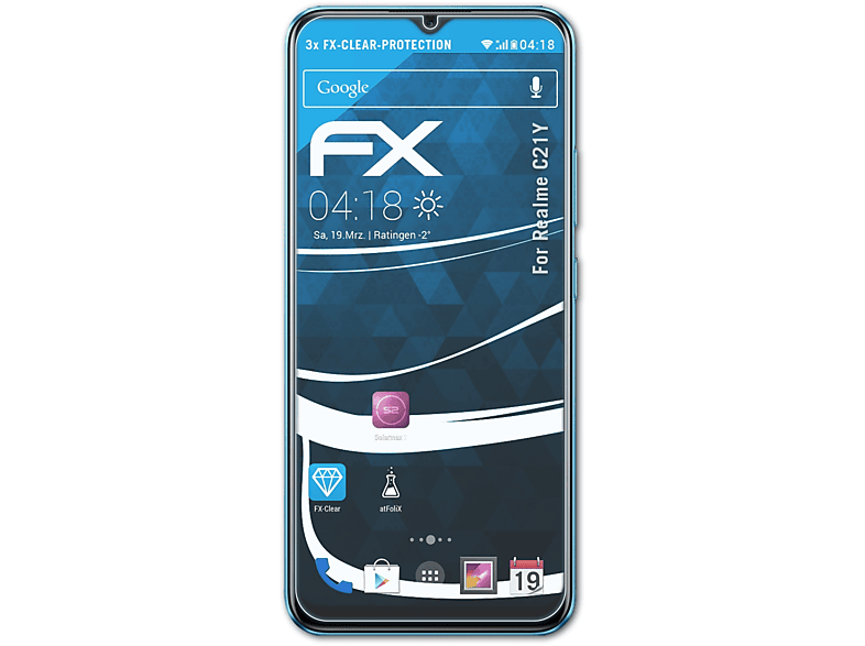 ATFOLIX 3x FX-Clear Displayschutz(für Realme C21Y)