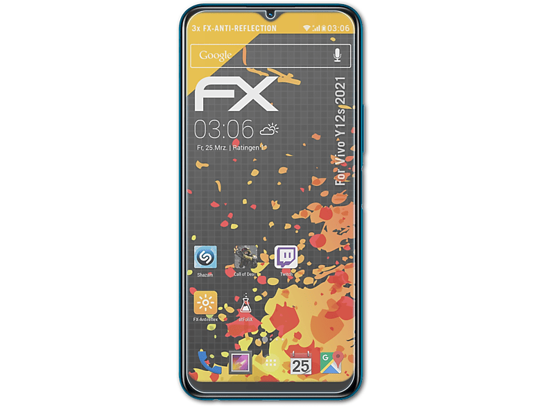 Y12s FX-Antireflex 3x (2021)) ATFOLIX Displayschutz(für Vivo