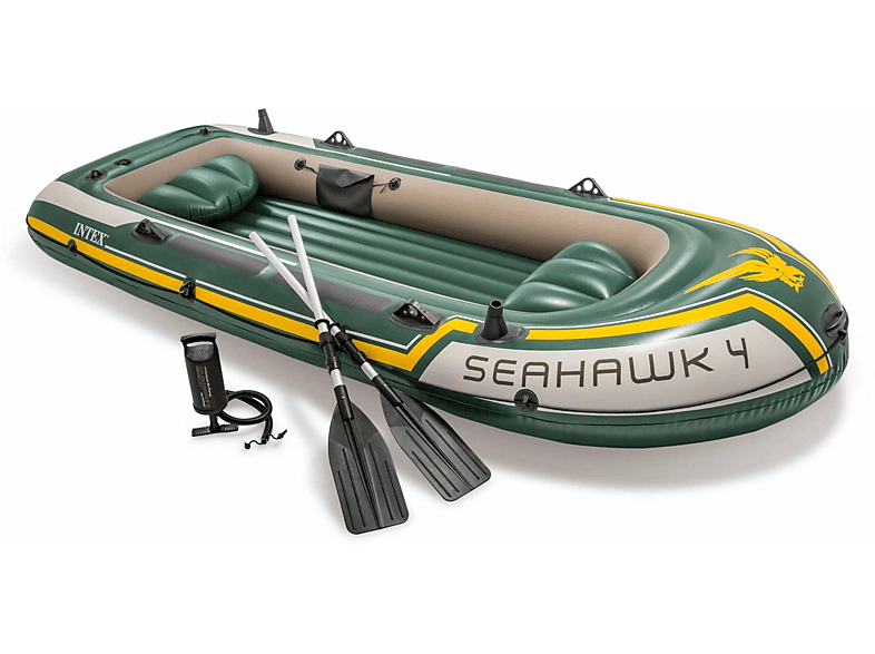 INTEX Seahawk 4 Boot und Pumpe inkl. 480kg Schlauchboot, bis mehrfarbig Paddel