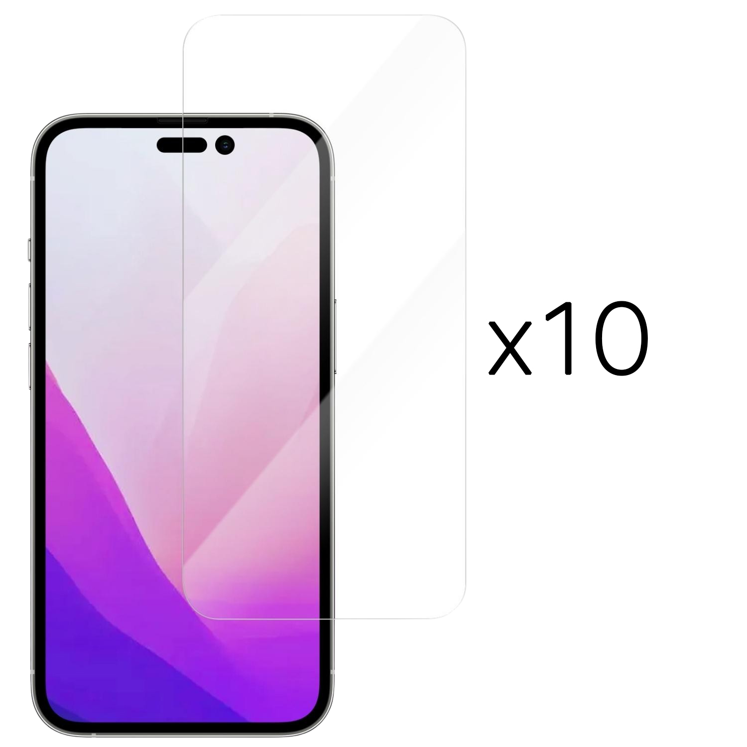 Telefono e protezione schermo. Telefono con protezione schermo posto accanto al testo x10.