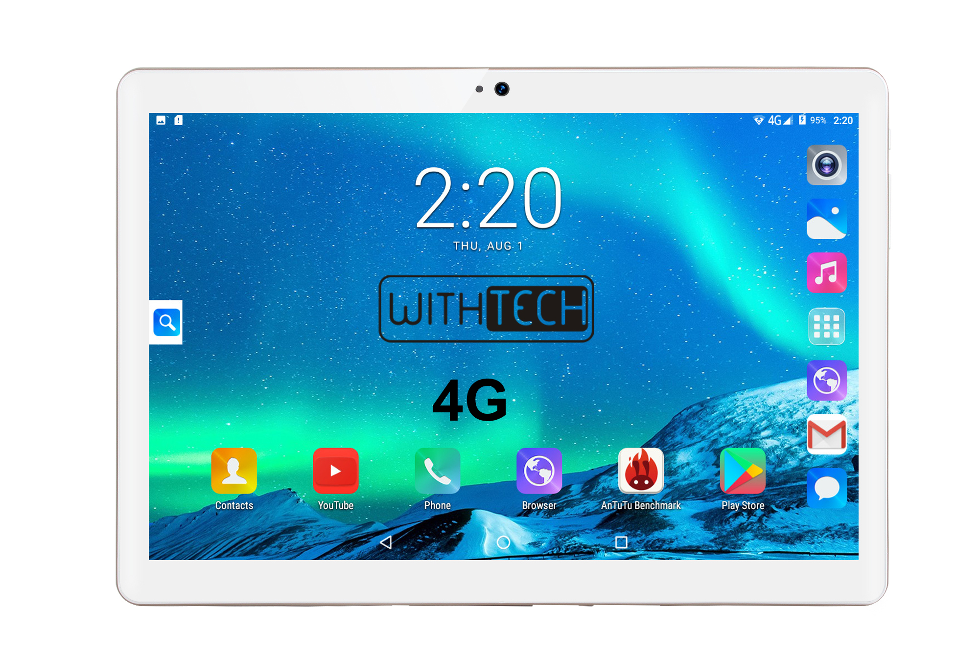 Tablet - CIS Edison VI WITHTECH, 64 GB, Dorada, 10,1 ", 6 GB, Mediatek Deca core, Android 10