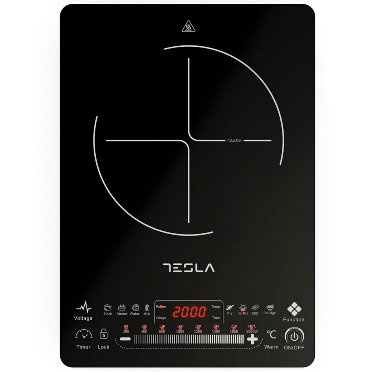 Placa de inducción Portátil - IC400B TESLA, Placa de inducción, 1, Negro