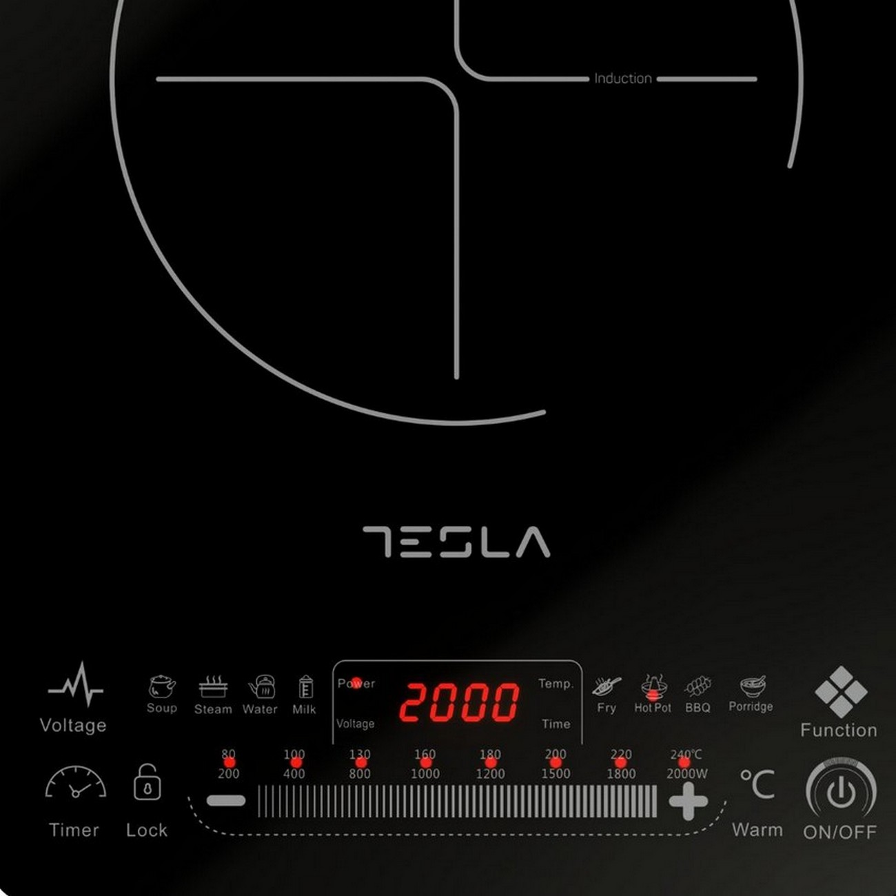 (336 mm IC400B Kochfelder) 1 breit, Induktionsherd TESLA