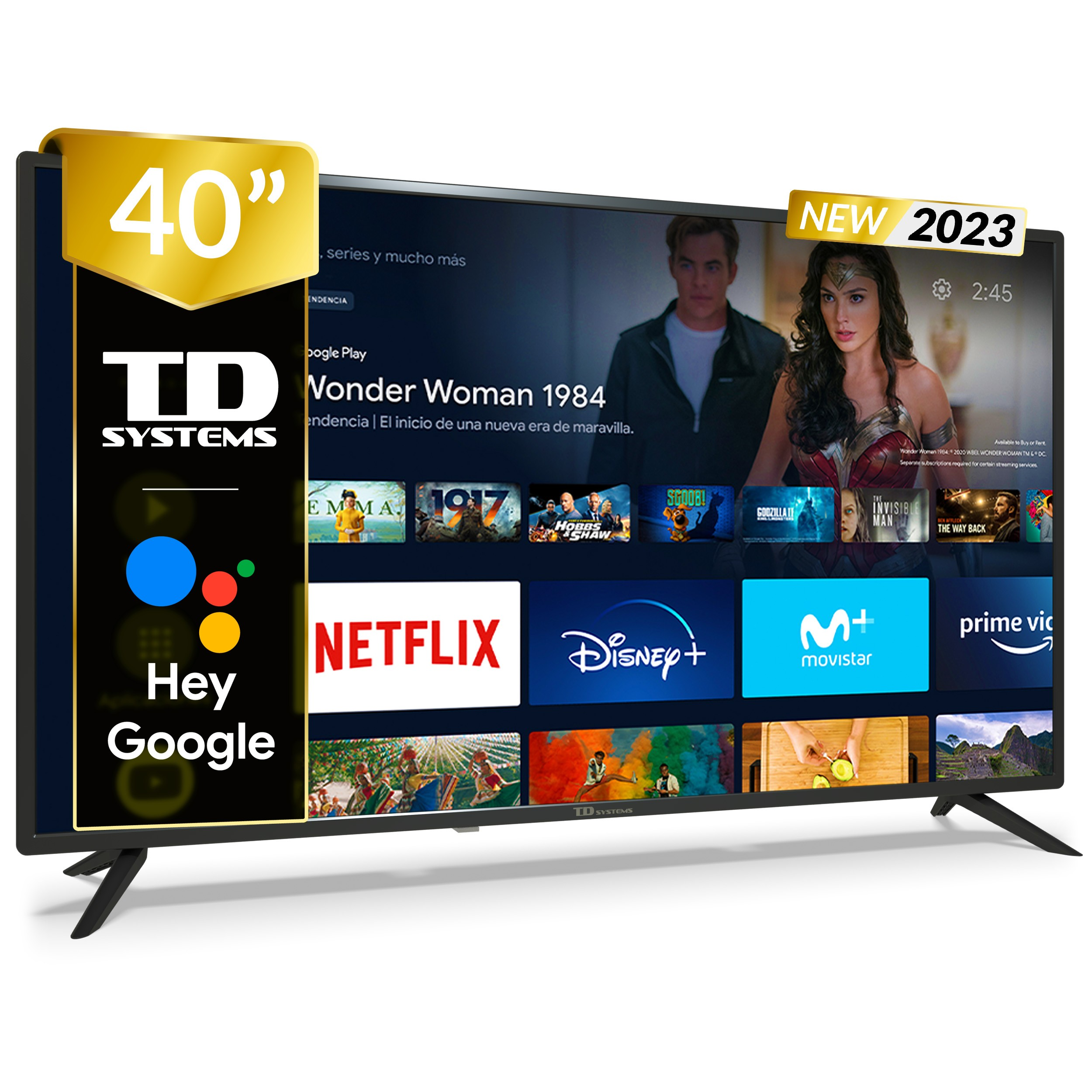 Td Systems Smart tv 40 pulgadas led hd televisor hey google official assistant control por voz android 11 prime40 prime40x14s fullhd arm cortex a55x4 dvbt2 h.265sí