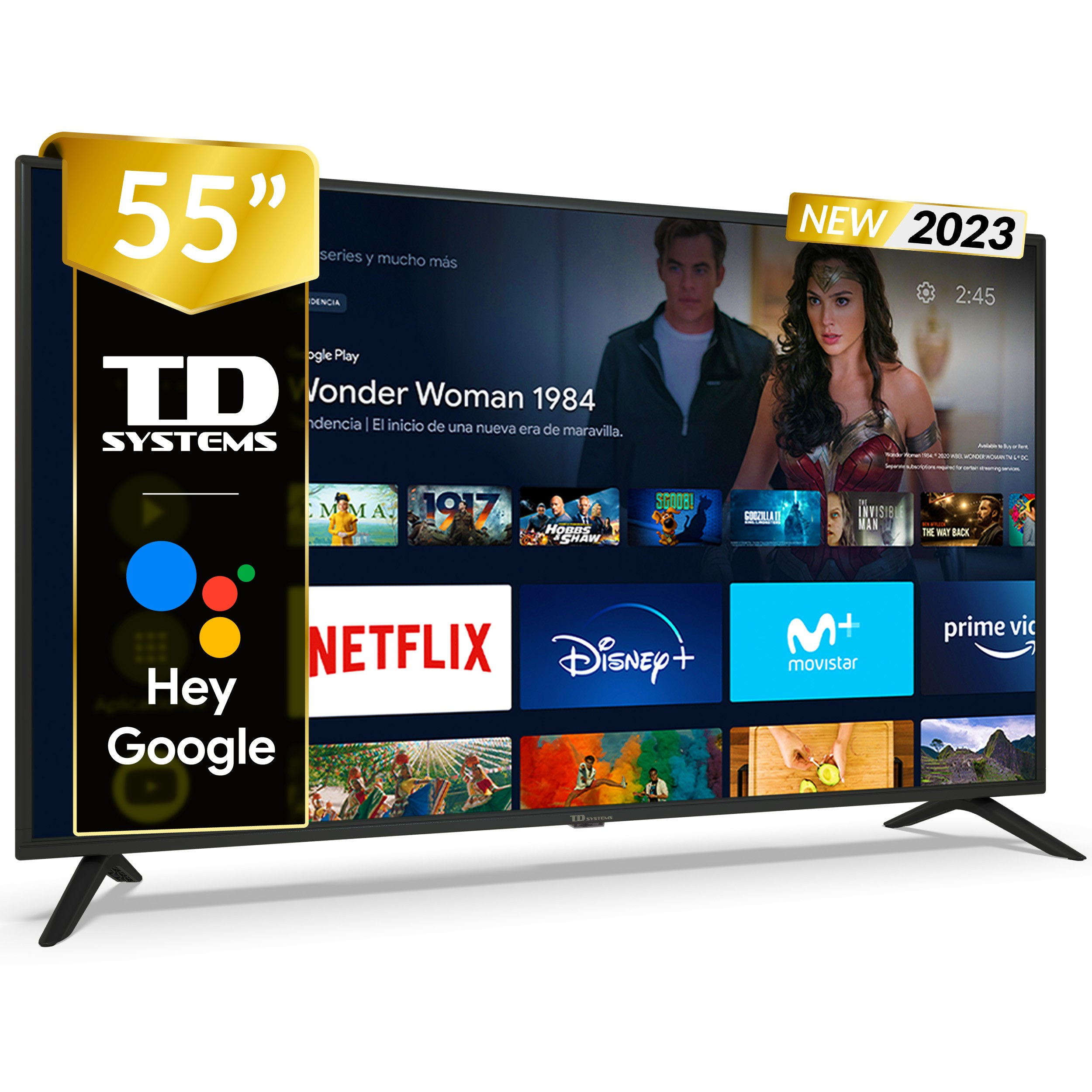 Td Systems Smart tv 55 pulgadas led uhd 4k televisor hey google official assistant control por voz android 11 prime55c prime55c14s arm cortex a55x4 dvbt2 h.265sí