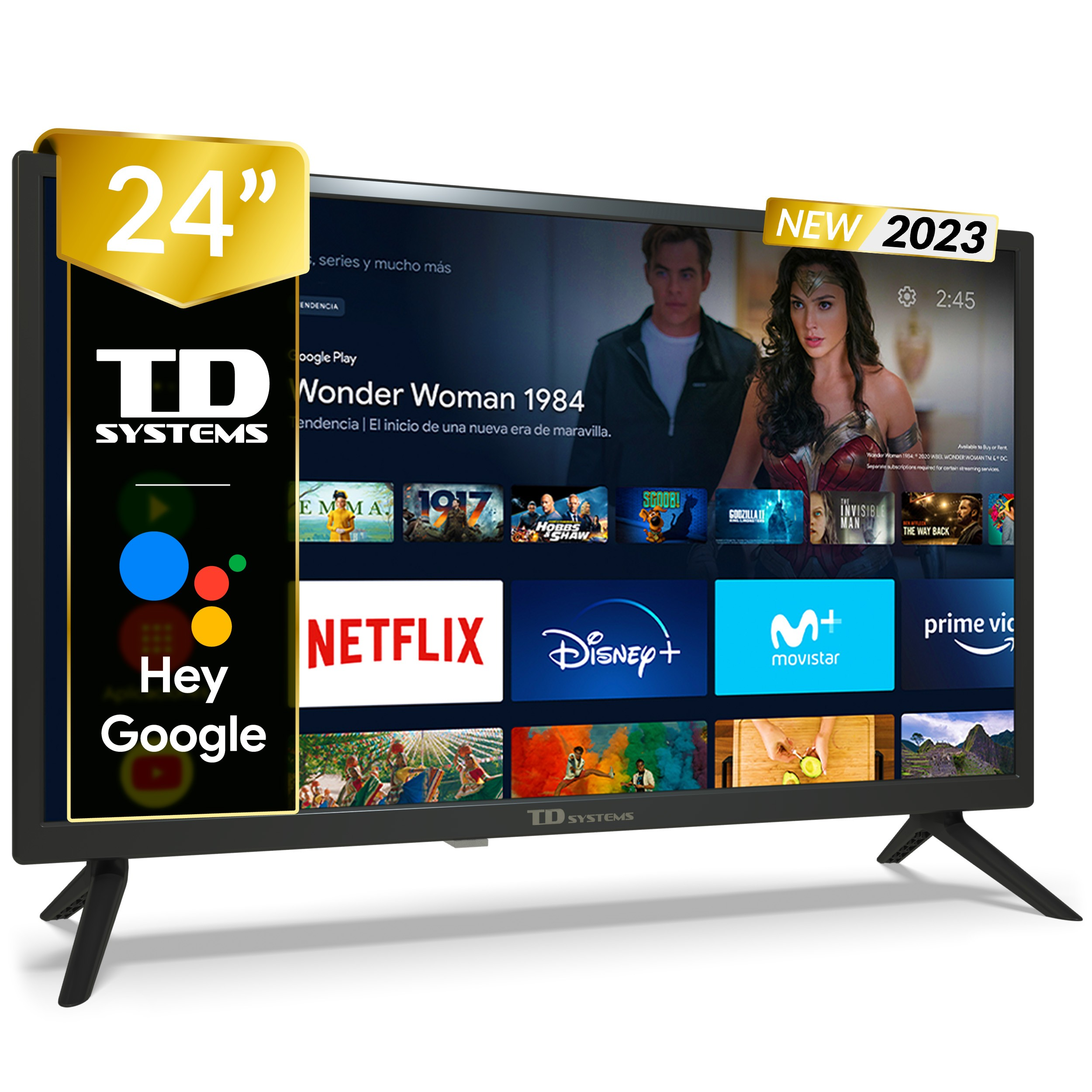 Td Systems Smart tv 24 pulgadas led hd televisor hey google official assistant control por voz android 11 prime24x14s arm cortex a55x4 dvbt2 h.265sí