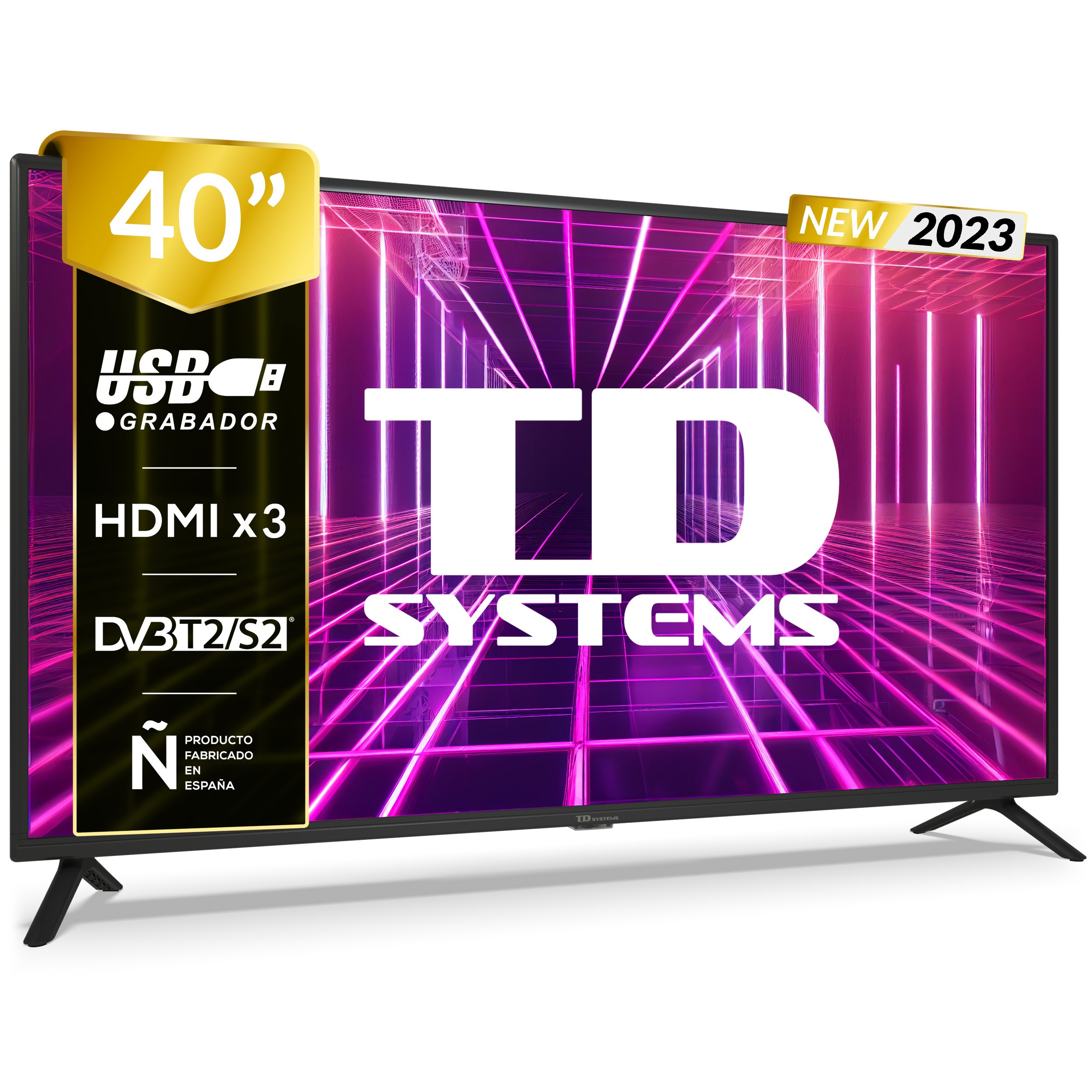 TV LED 40" - PRIME40C14F TD SYSTEMS, Full-HD, DVB-T2 (H.265)Sí, Negro