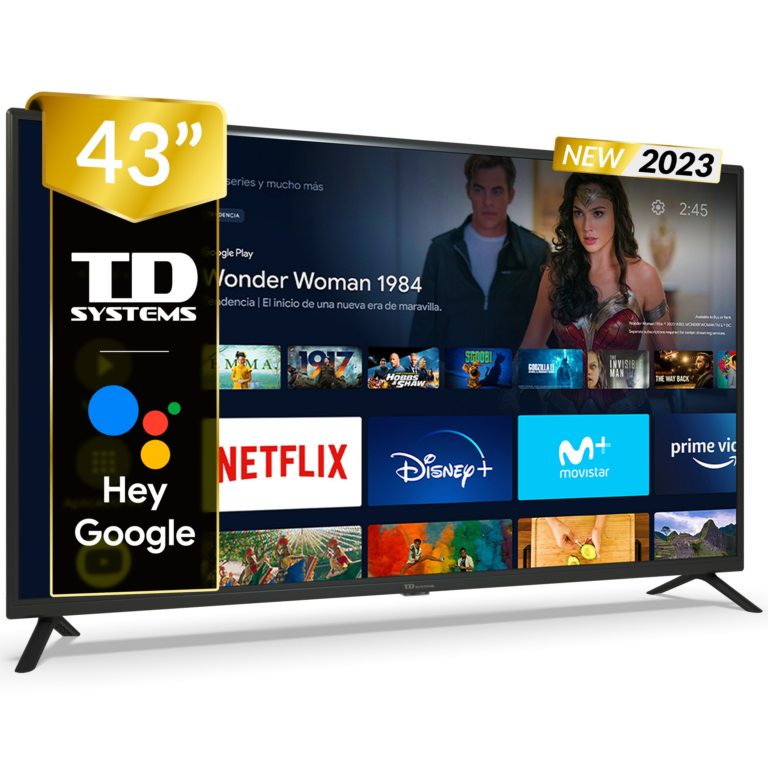 Td Systems Smart tv 43 pulgadas led uhd 4k televisor hey google official assistant control por voz android 11 prime43c prime43c14s arm cortex a55x4 dvbt2 h.265sí