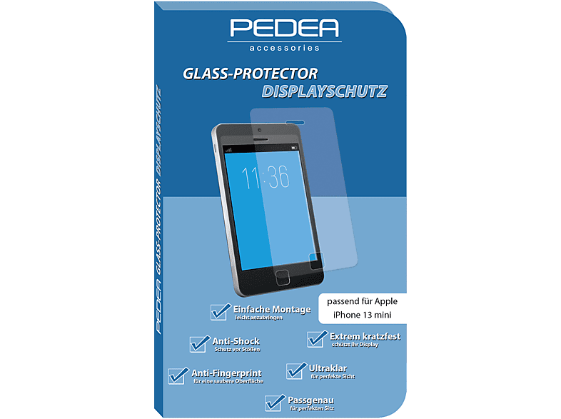 PEDEA Schutzglas Displayschutzglas(für Apple iPhone 13 mini) | Displayschutzfolien & Gläser