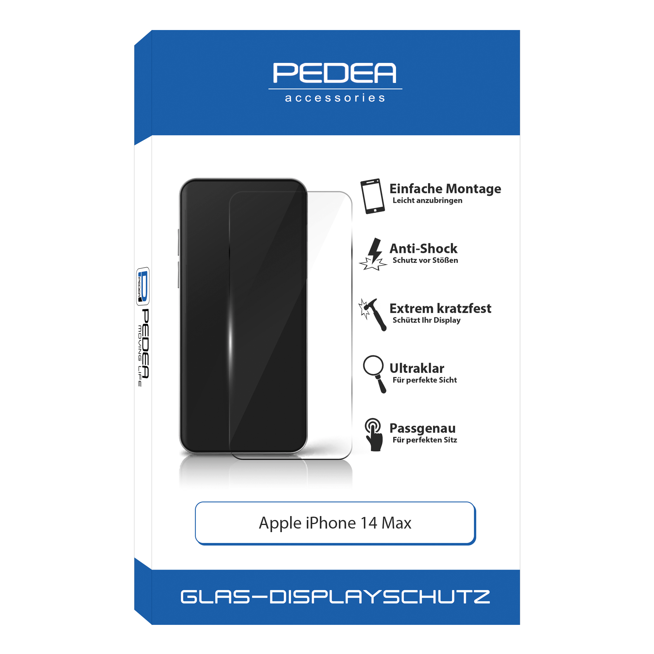 PEDEA Schutzglas Plus) 14 Displayschutzglas(für iPhone Apple