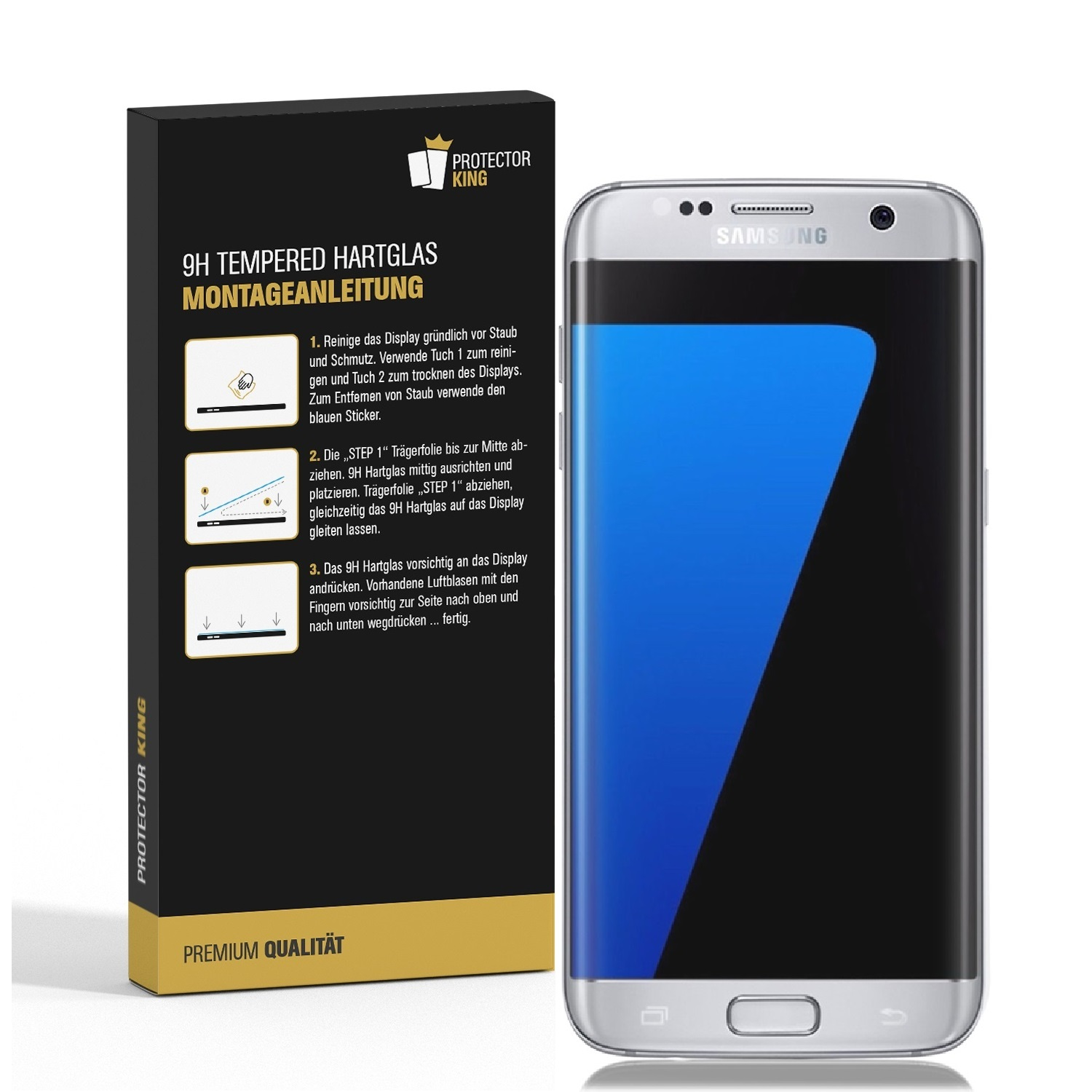 CURVED Schutzglas Hartglas KLAR 9H FULL 6x Samsung Galaxy PROTECTORKING Displayschutzfolie(für Edge) S7