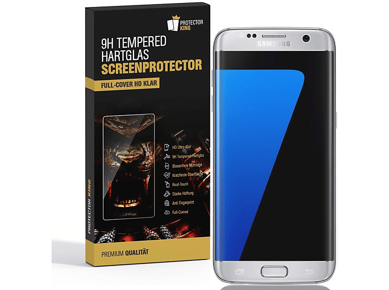 Hartglas Samsung PROTECTORKING Galaxy Displayschutzfolie(für KLAR FULL Schutzglas S7 Edge) 1x CURVED 9H