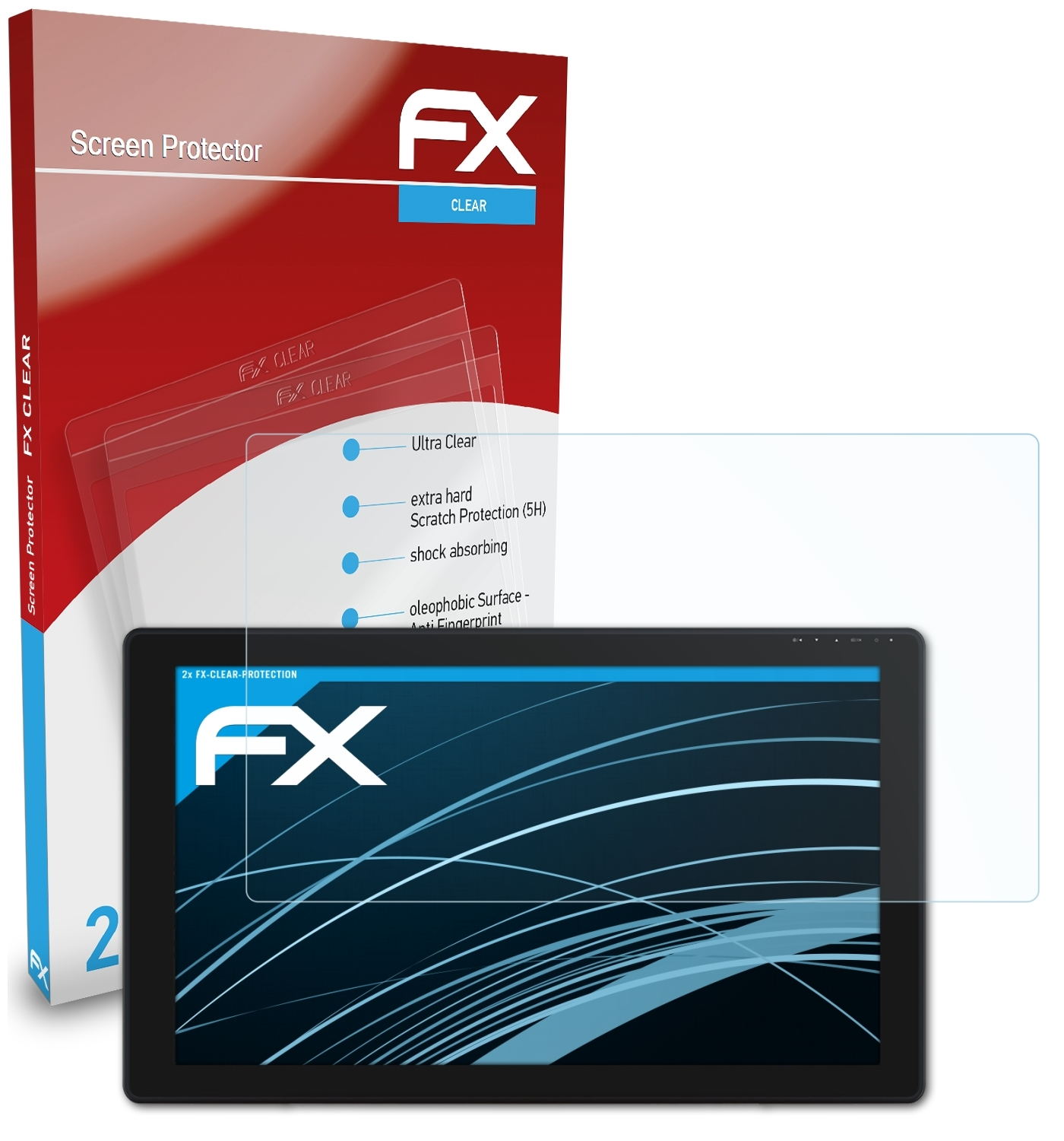 ATFOLIX 2x FX-Clear Huion Displayschutz(für Kamvas 24)