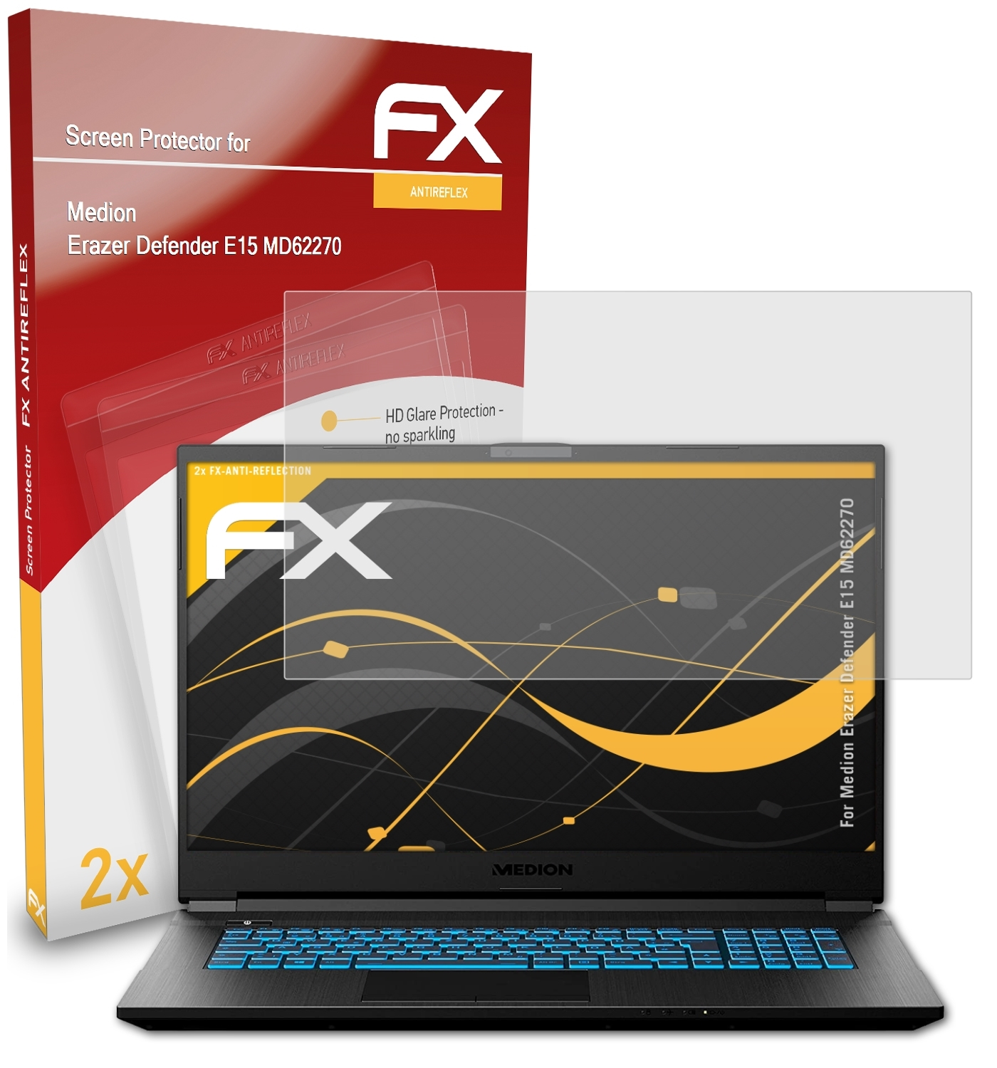 FX-Antireflex Medion Erazer Displayschutz(für E15 (MD62270)) ATFOLIX Defender 2x