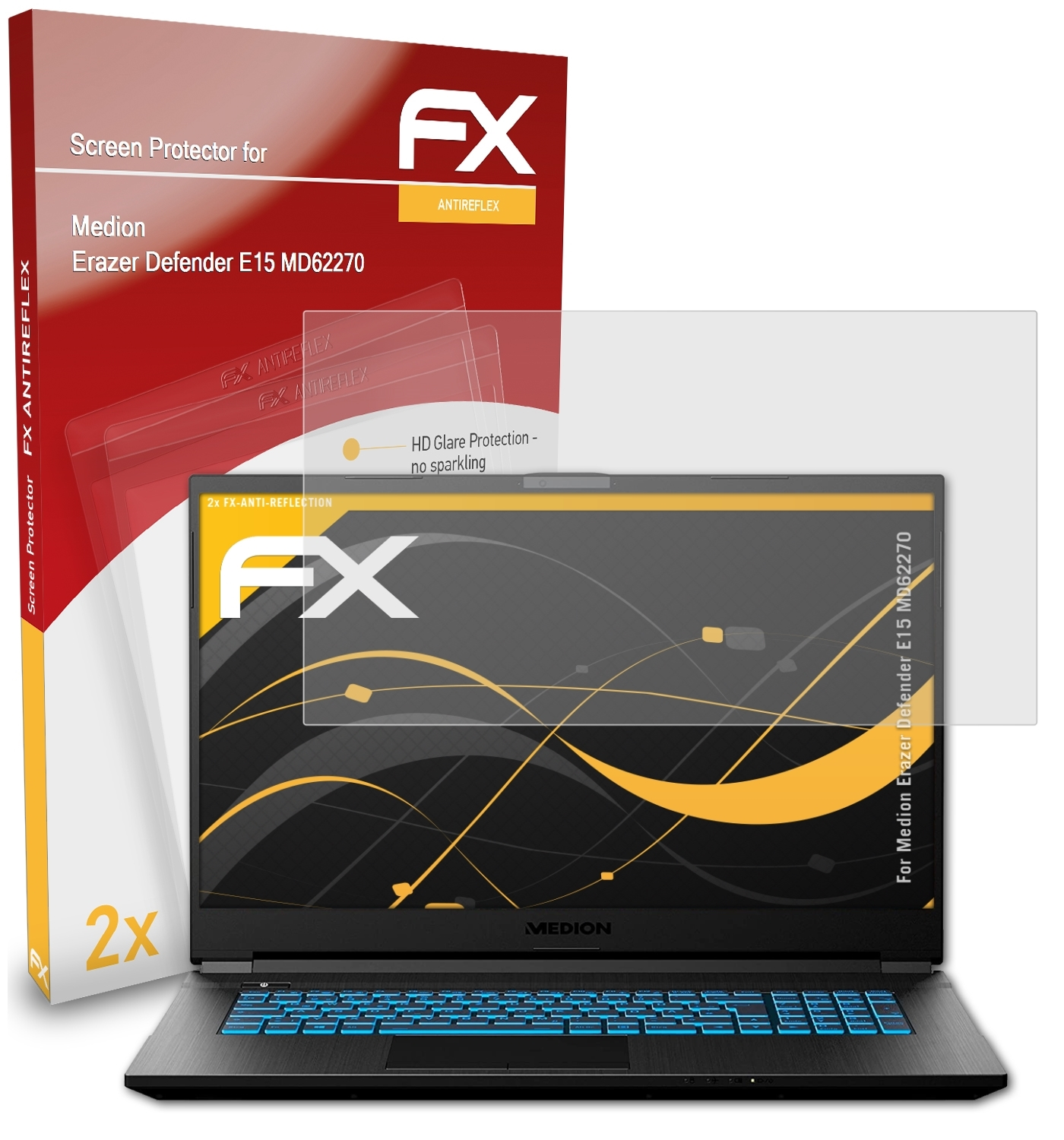 ATFOLIX 2x Displayschutz(für Defender Medion (MD62270)) FX-Antireflex Erazer E15