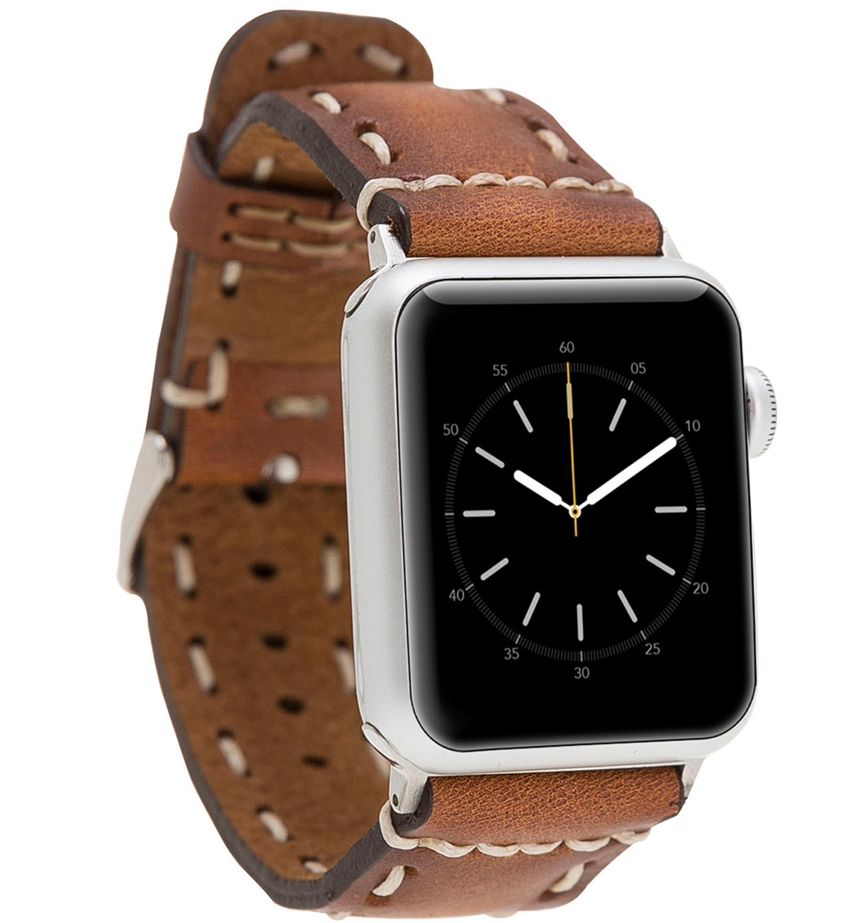 Ersatzband, und alle Series Watch, Vintage 8 der Leder Apple, Sattelbraun BURKLEY Vorgängerversionen Wechsel-Armband, Apple