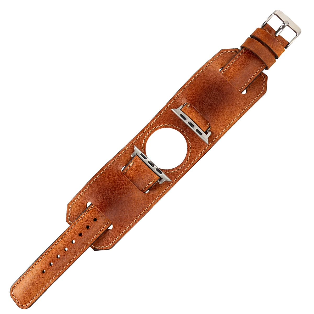 BURKLEY Vintage Cuff Wechsel-Armband, und Vorgängerversionen Ersatzband, 8 alle Watch, Series Leder der Apple, SattelBraun Apple