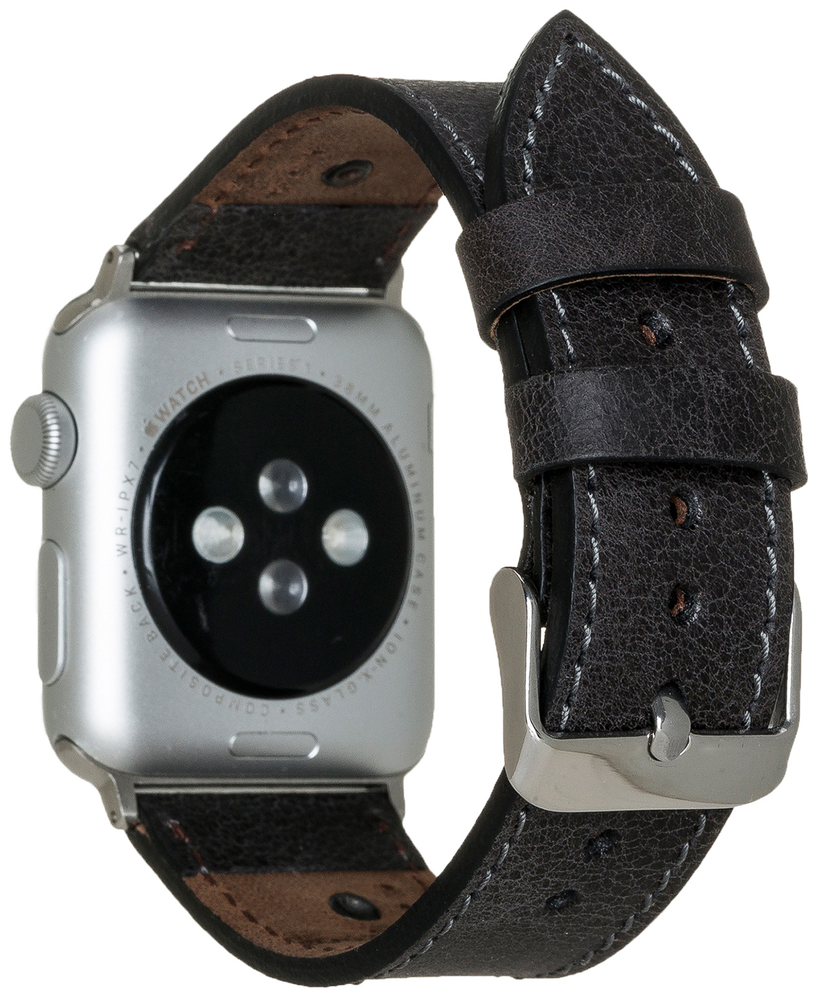 BURKLEY Vintage Leder Wechsel-Armband, Ersatzband, Apple alle Schwarz und Series Watch, 8 Vorgängerversionen Apple, der