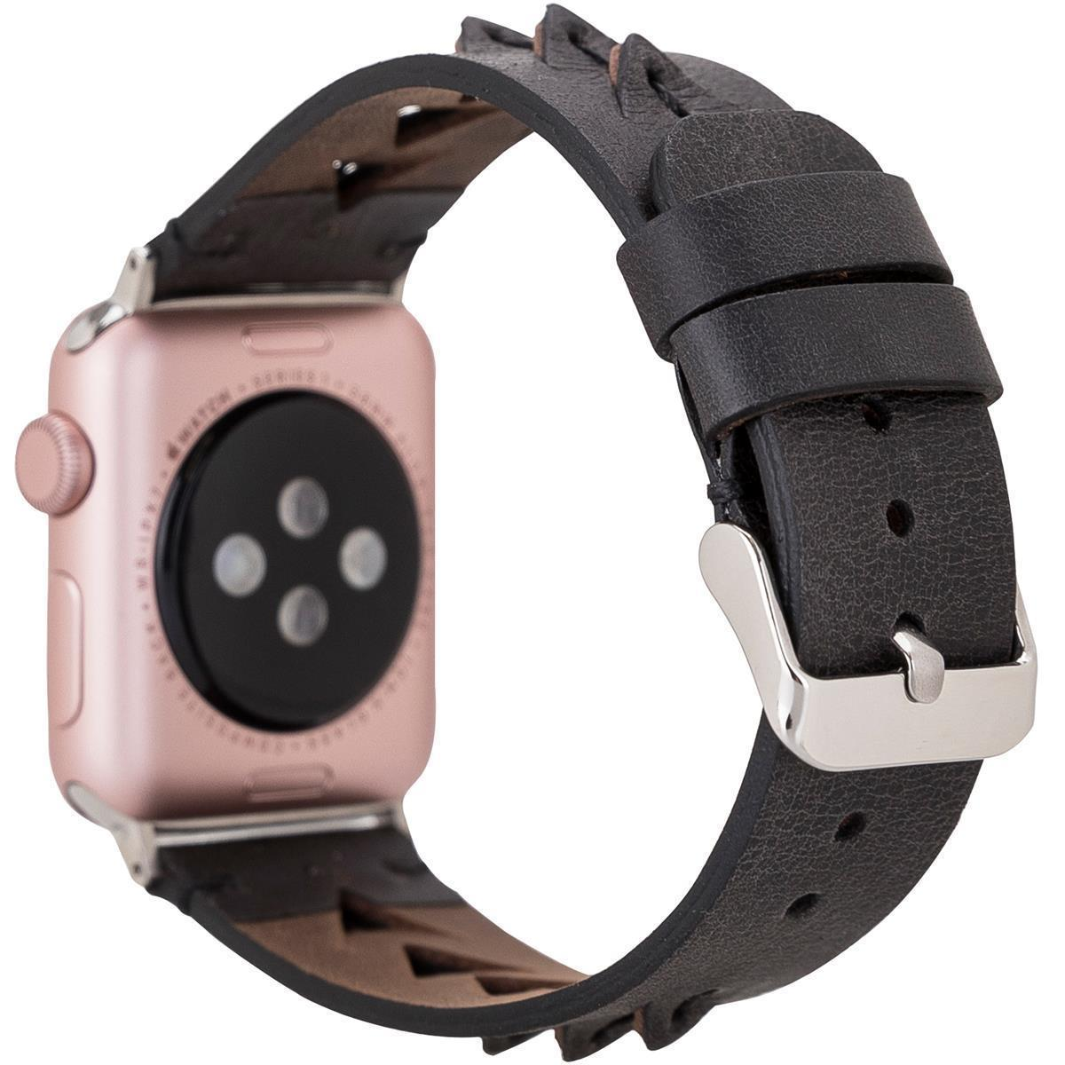 BURKLEY Vorgängerversionen Apple, 8 alle Series Wechsel-Armband, Ersatzband, der Watch, Apple Schwarz Vintage und Leder