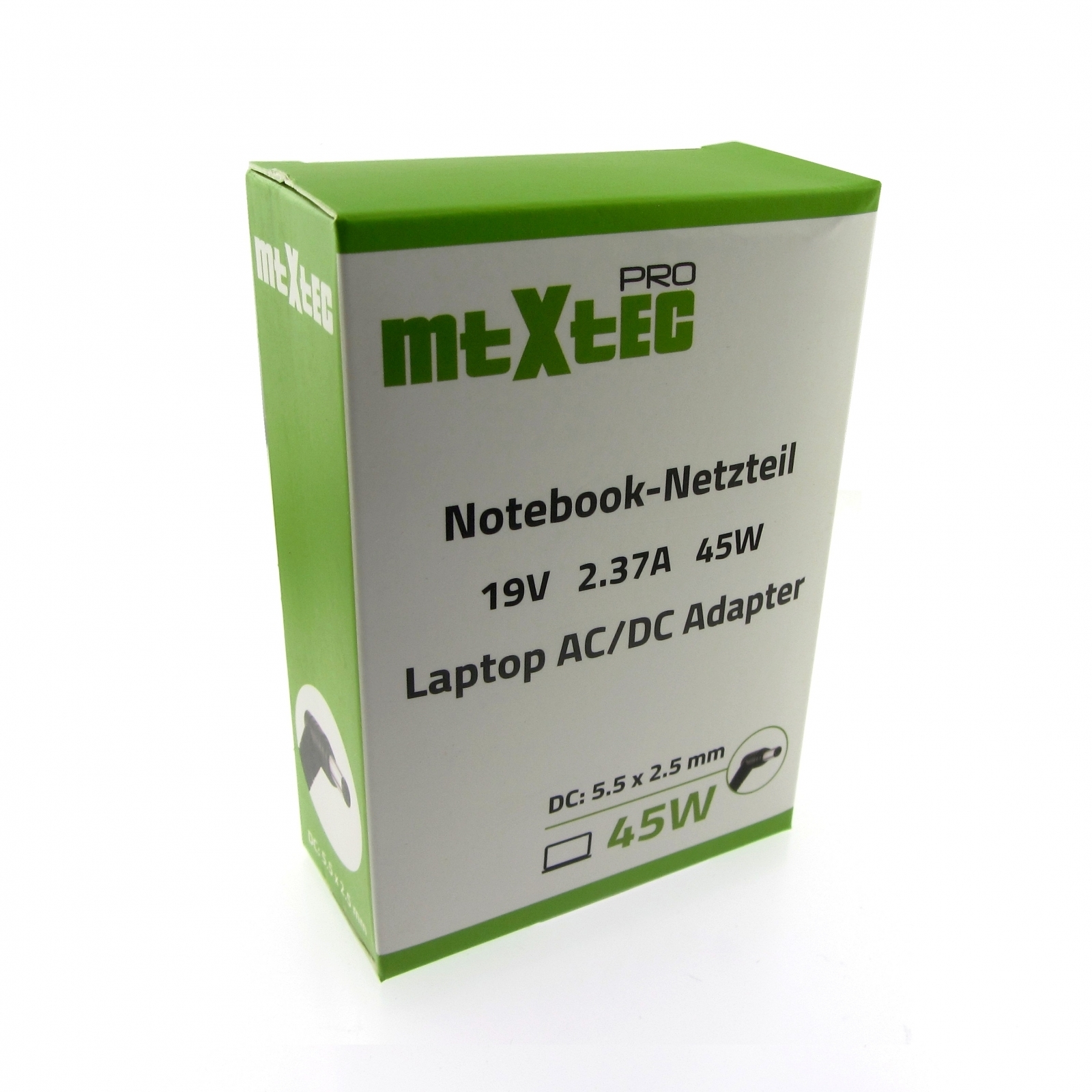 MTXTEC Pro Netzteil, ChromeBook Stecker 45 19V, Notebook-Netzteil Watt 2.5 x rund mm 2, für 2.37A 5.5 TOSHIBA