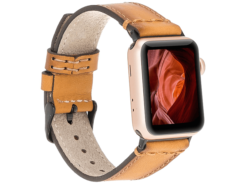 BURKLEY Vintage Leder Wechsel-Armband, Apple, Vorgängerversionen und Karamell Apple Watch, Series alle Burnished Ersatzband, 8 der 