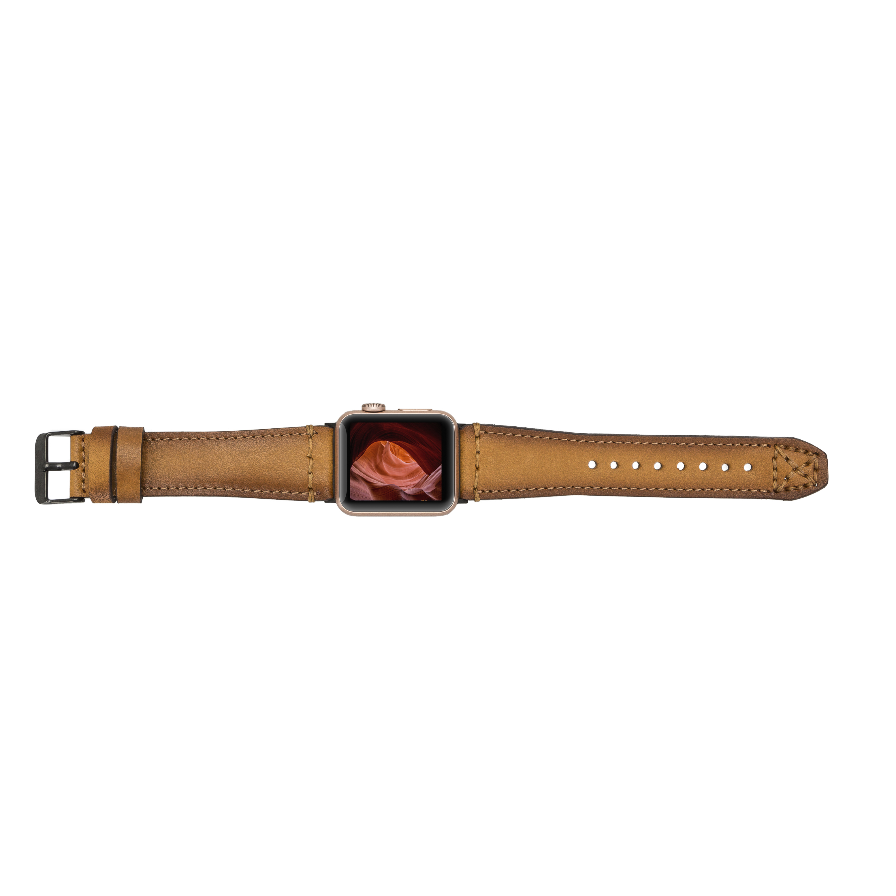 BURKLEY Vintage Leder Wechsel-Armband, Vorgängerversionen Ersatzband, / Series Burnished alle Apple Karamell 8 und Watch, Apple, der