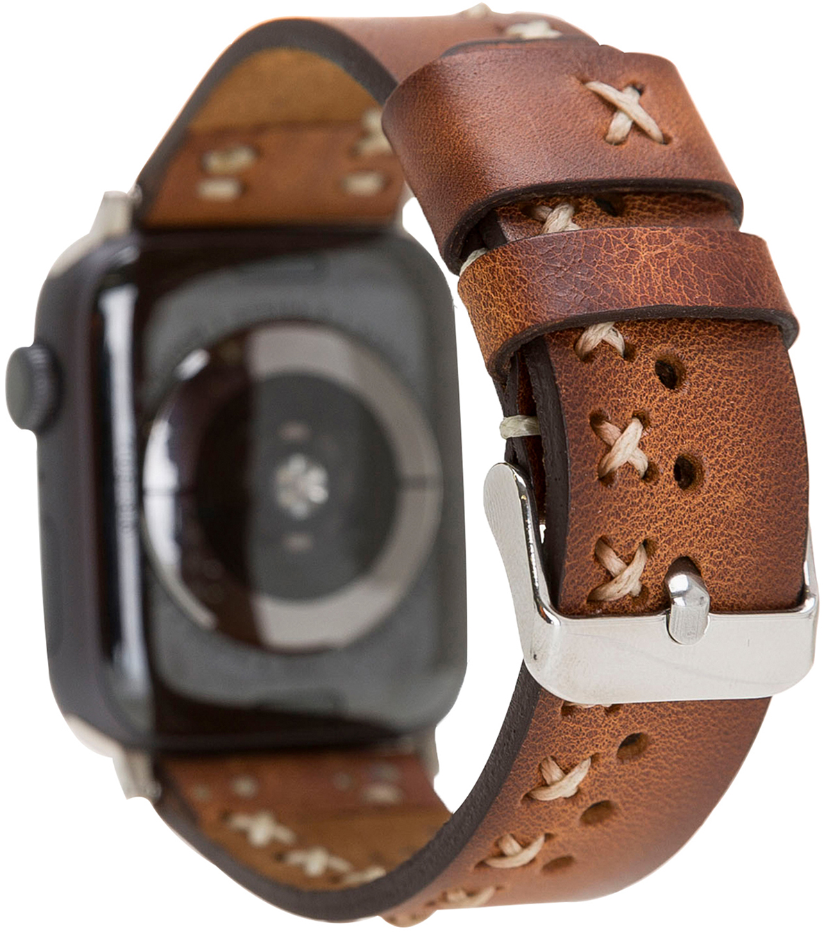 BURKLEY Vintage Leder Wechsel-Armband, Apple Vorgängerversionen Ersatzband, Apple, 8 Sattelbraun Series alle und Watch, der