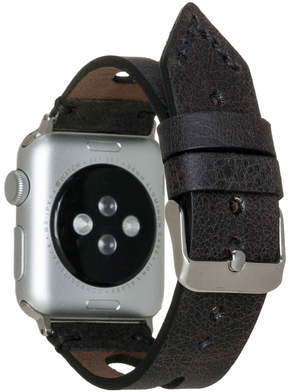 BURKLEY Vintage Vorgängerversionen Schwarz alle Apple, Wechsel-Armband, Series und Watch, Apple Leder der Ersatzband, 8