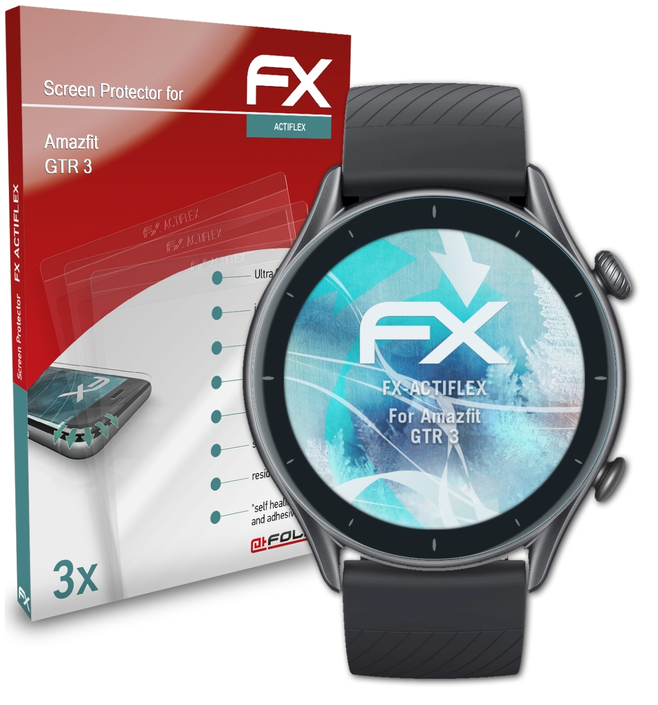 3x GTR Displayschutz(für klar&flexibel ATFOLIX 3) Amazfit