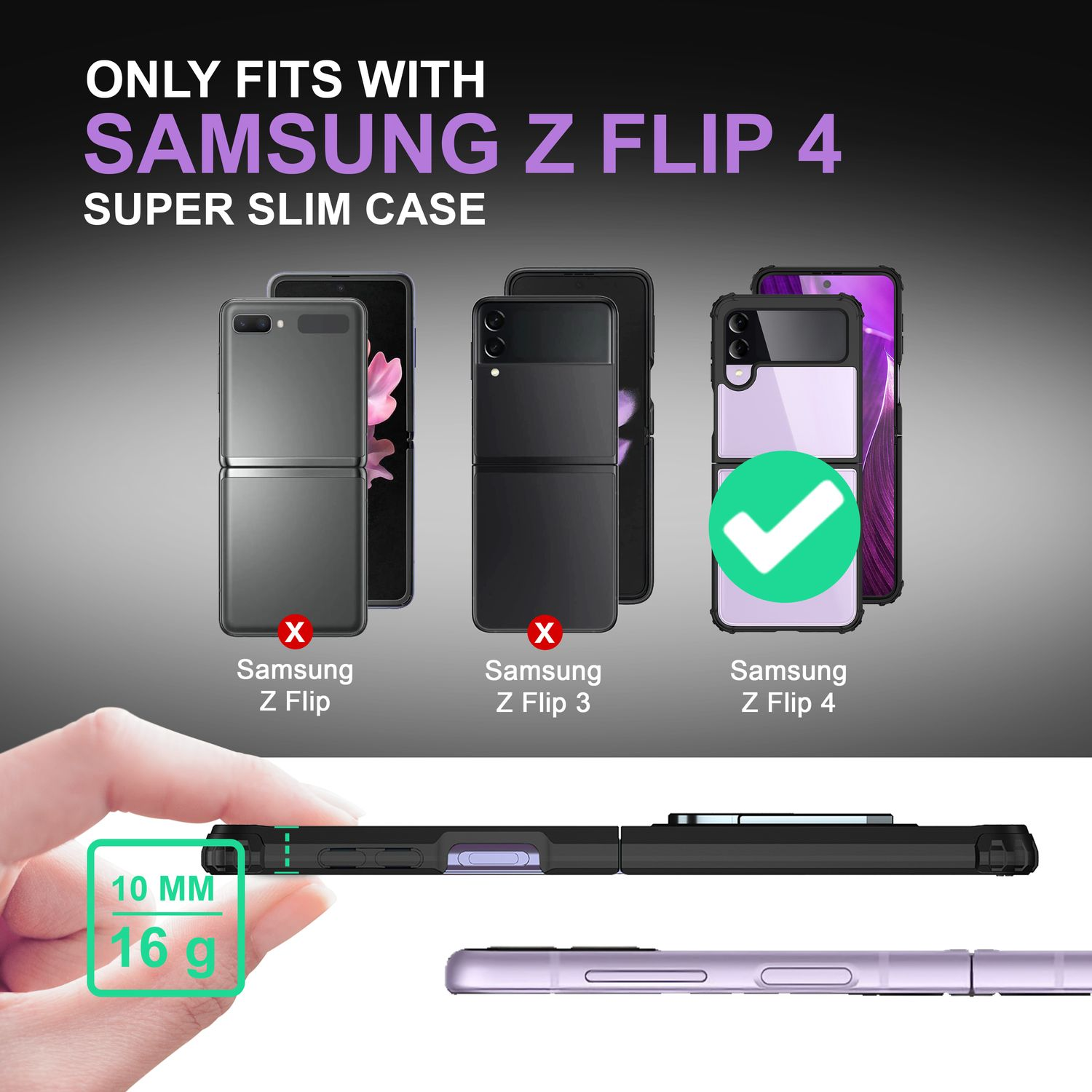 Handys, Samsung Z Flip 4 hervorgehoben. Gehäusegröße und -gewicht.