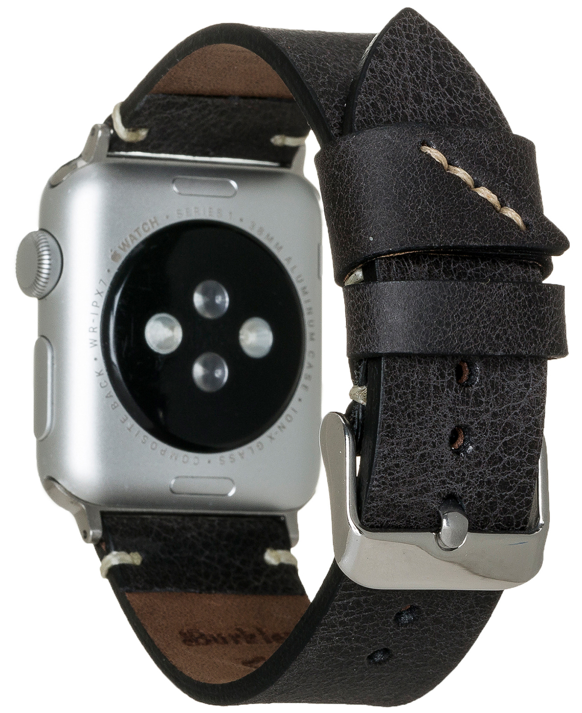 BURKLEY Vintage Leder Vorgängerversionen der Ersatzband, Apple, und Wechsel-Armband, Series Apple Schwarz Watch, 8 alle
