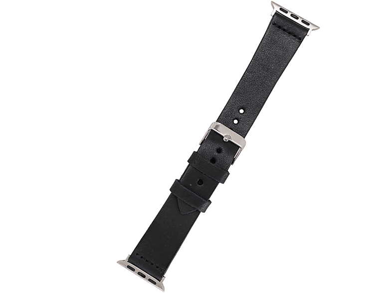 BURKLEY Vintage Büffel-Leder Wechsel-Armband, Ersatzband, Apple, Series 8 und alle Vorgängerversionen der Apple Watch, Schwarz