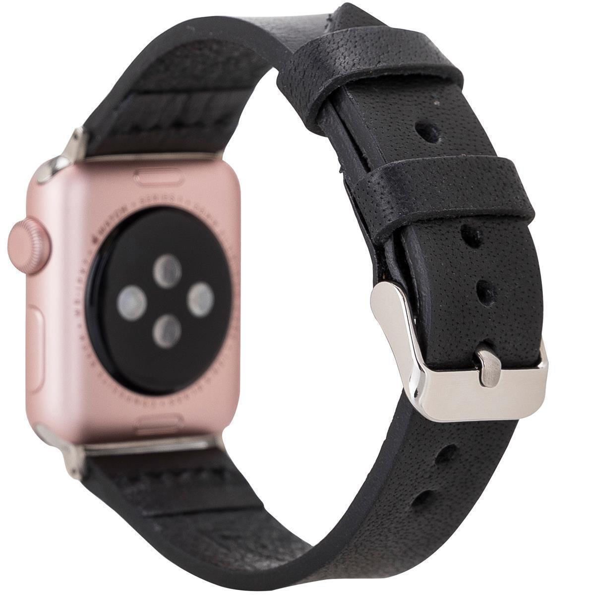 Vorgängerversionen Schwarz Vintage Series der und Apple Watch, alle Ersatzband, Wechsel-Armband, 8 Apple, Büffel-Leder BURKLEY