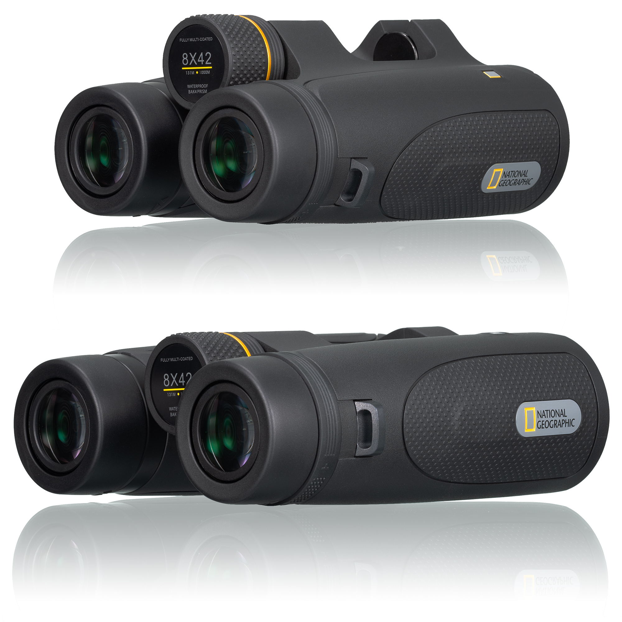 Black binoculars with yellow accents, and the words 'National Geographic' on the side.