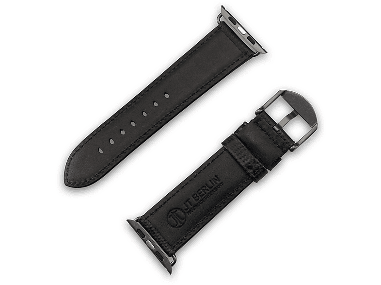 JT BERLIN Wannsee, Ersatzarmband, Apple, Watch 49mm / 45mm / 44mm / 42mm, schwarz / space grau