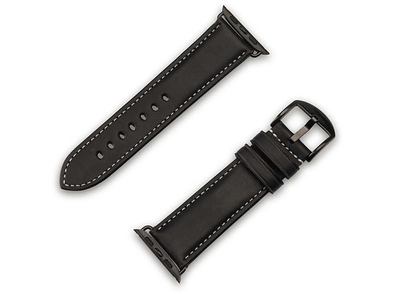 JT BERLIN Charlie, Ersatzarmband, Apple, Watch 49mm / 45mm / 44mm / 42mm, schwarz / schwarz