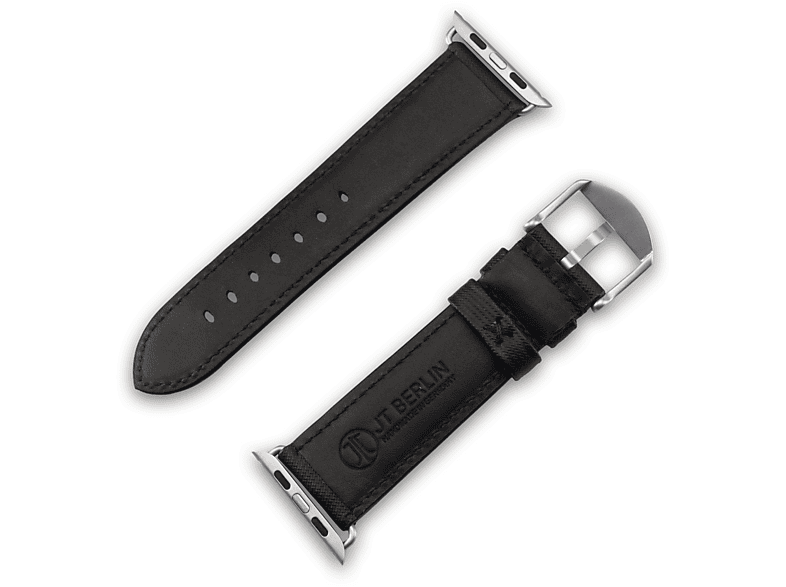 JT BERLIN Wannsee, Ersatzarmband, Apple, Watch 49mm / 45mm / 44mm / 42mm, schwarz / silber | Smartwatch Armbänder