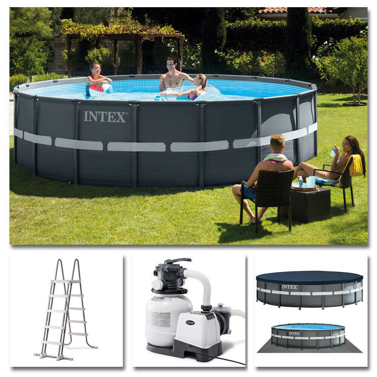 INTEX 26330GN - Ultra XTR (549x132cm) Gartenpool, FramePool-Set mehrfarbig