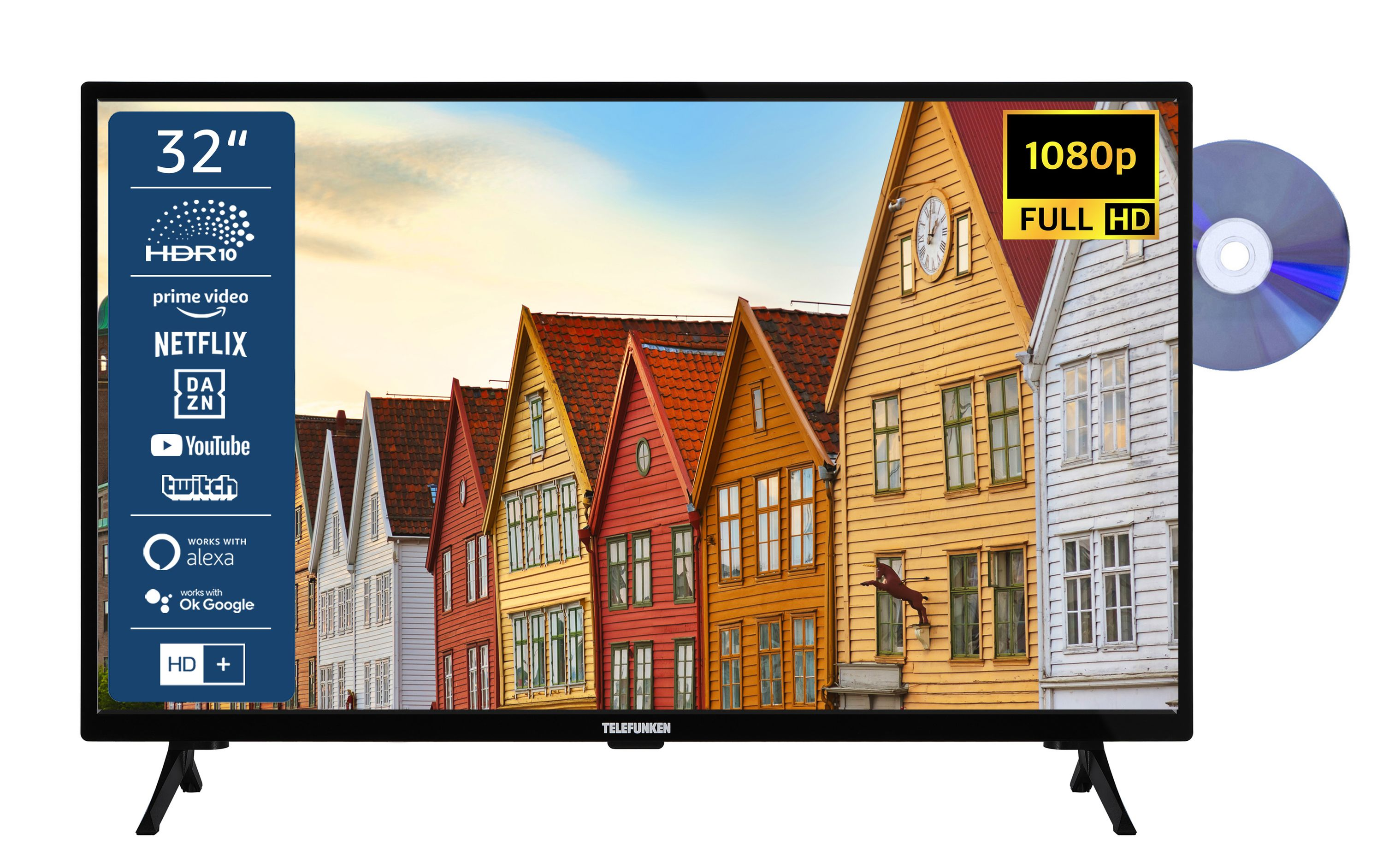 LED (Flat, SMART 80 XF32SN550SD TV 32 TV) / cm, TELEFUNKEN Full-HD, Zoll