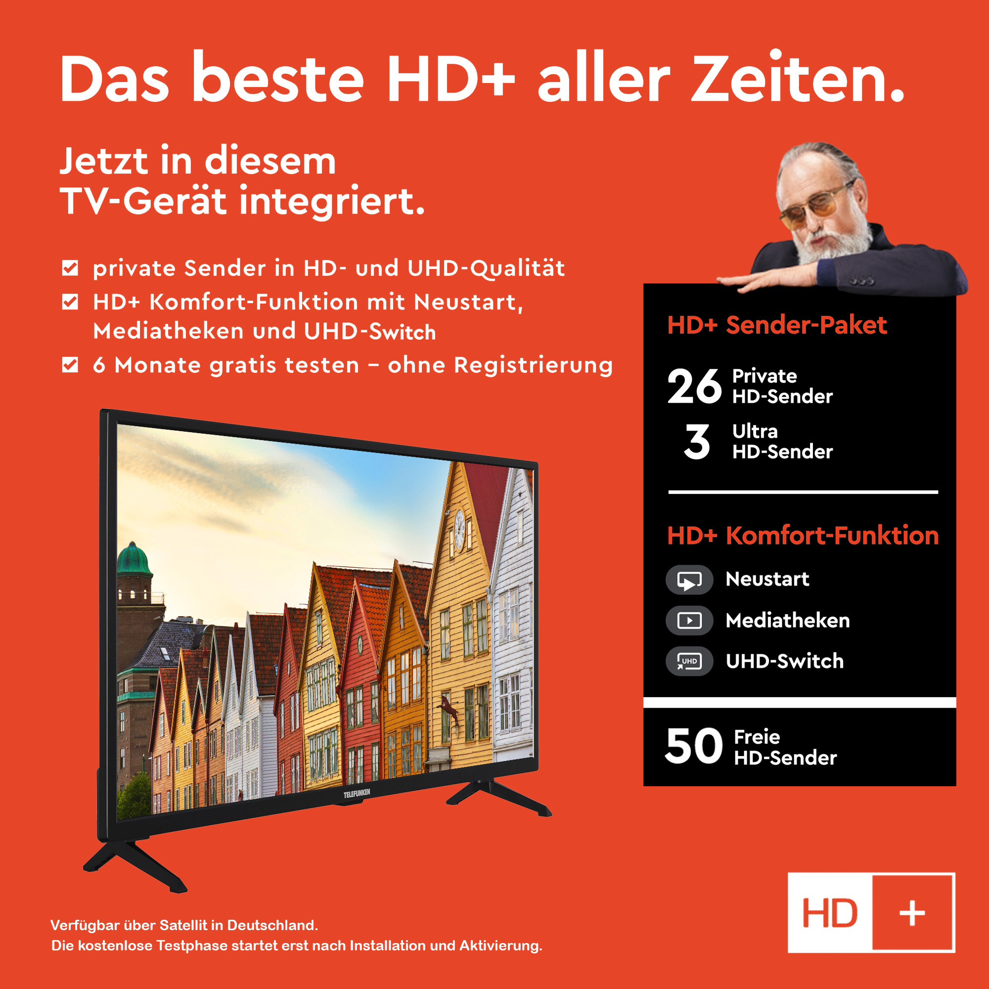 Zoll 32 TELEFUNKEN / TV) Full-HD, XF32SN550SD (Flat, LED SMART 80 TV cm,