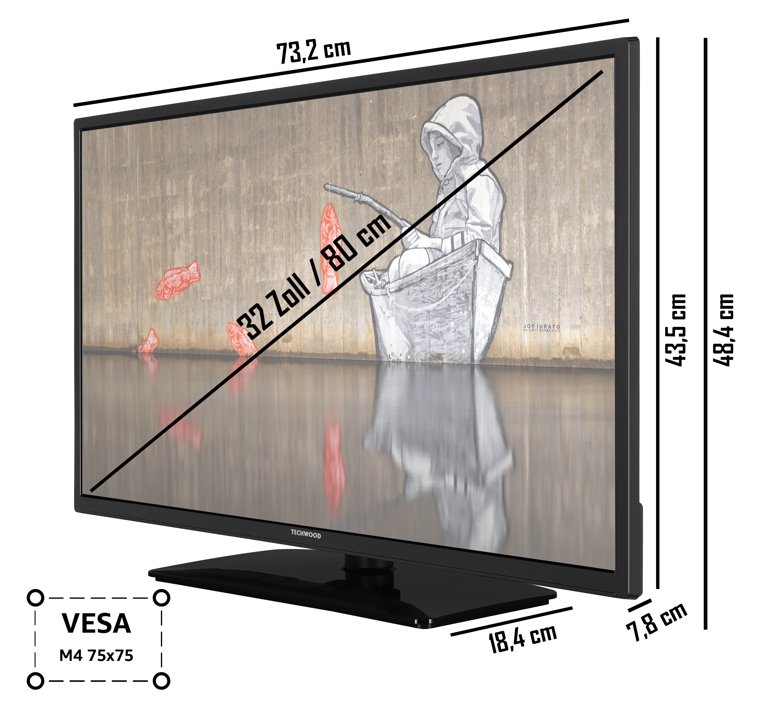 TECHWOOD Zoll cm, TV TV) H32TS550S LED SMART 32 (Flat, 80 HD-ready, /