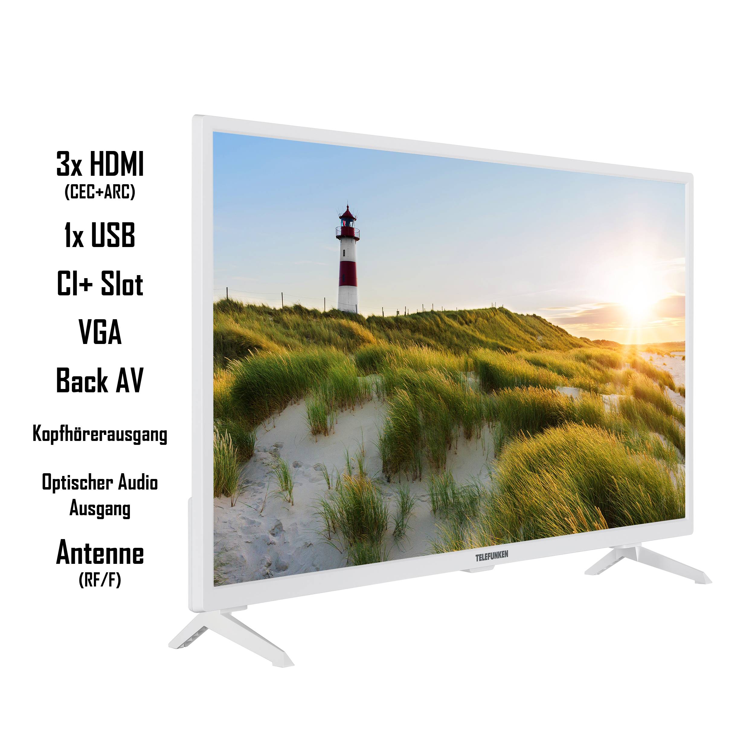 TV XF32SN550S-W (Flat, LED TELEFUNKEN TV) Zoll / 80 cm, SMART 32 Full-HD,