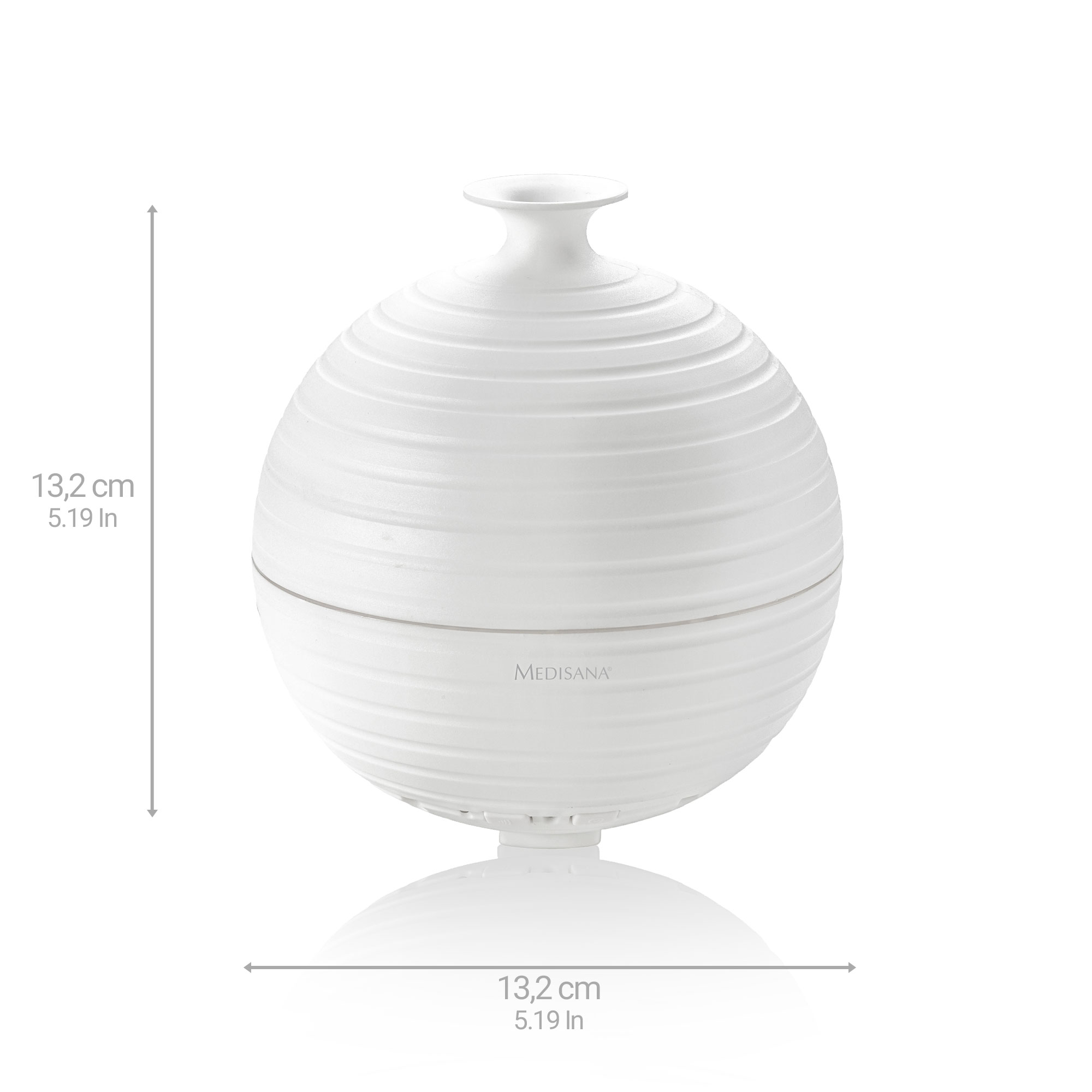 White, spherical essential oil diffuser with a textured surface.