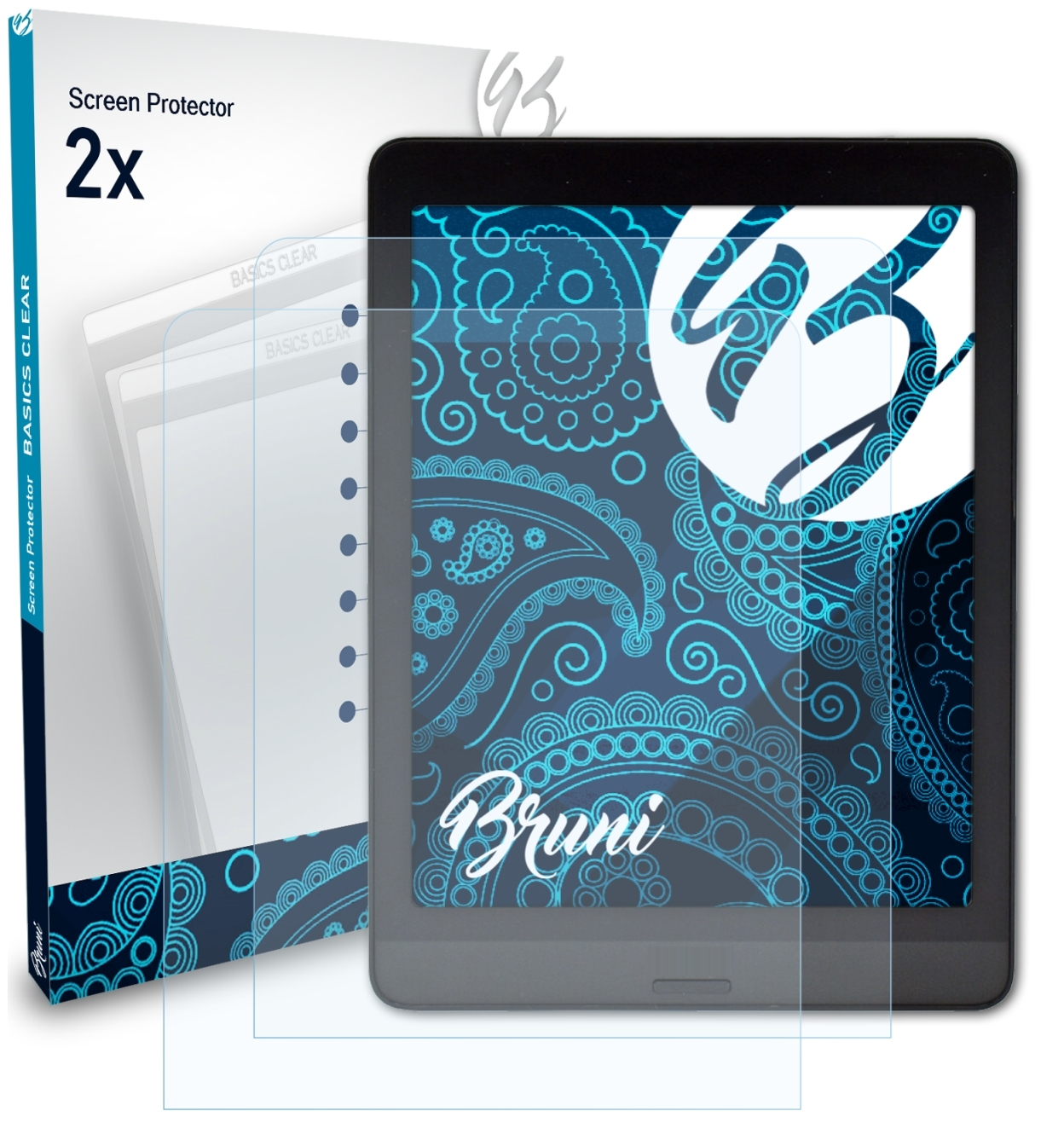 BRUNI 2x 2) Basics-Clear BOOX Schutzfolie(für Kon-Tiki