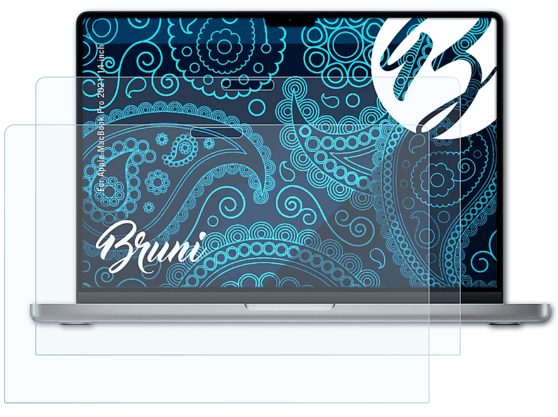 BRUNI 2x MacBook Schutzfolie(für inch)) Basics-Clear Apple 2021 Pro (14