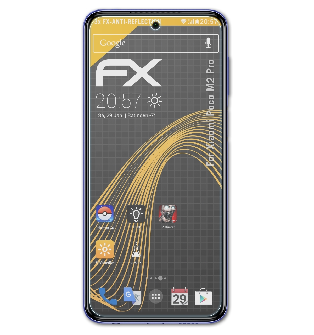 Poco M2 Xiaomi Displayschutz(für Pro) ATFOLIX 3x FX-Antireflex