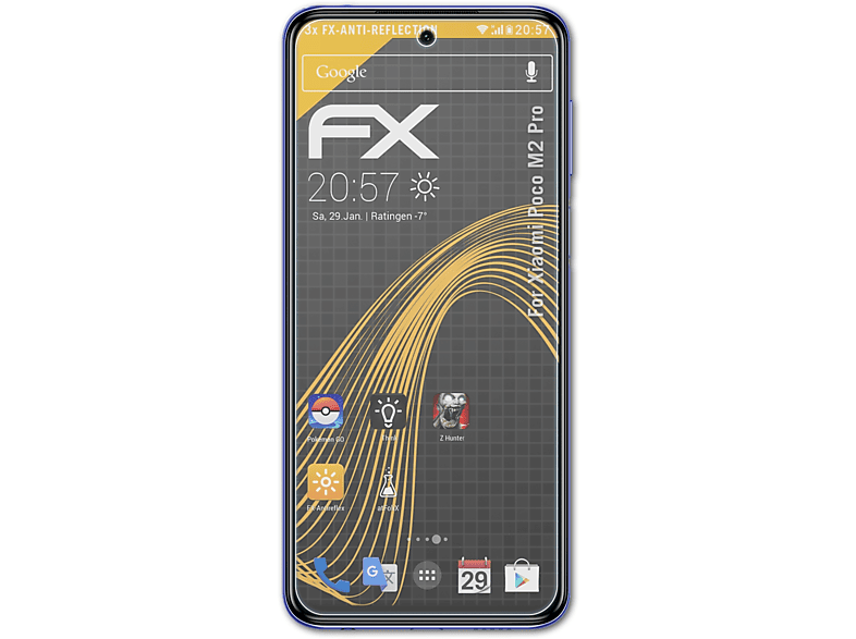 ATFOLIX 3x FX-Antireflex Displayschutz(für Xiaomi Poco M2 Pro)