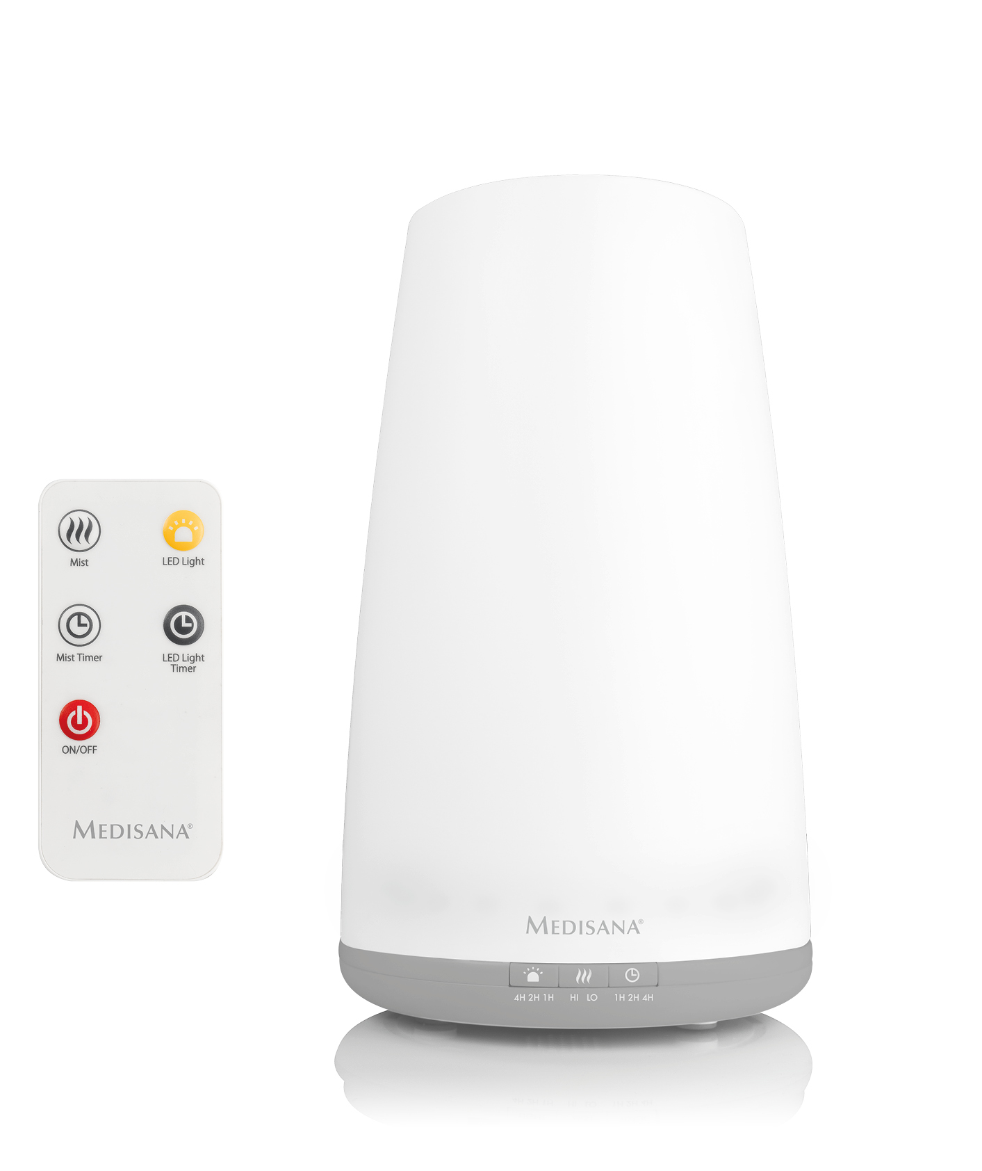 Humidificador - AH 670, con mando a distancia. Ultrasónico MEDISANA, 1800 ml, 30 m²m², Blanco