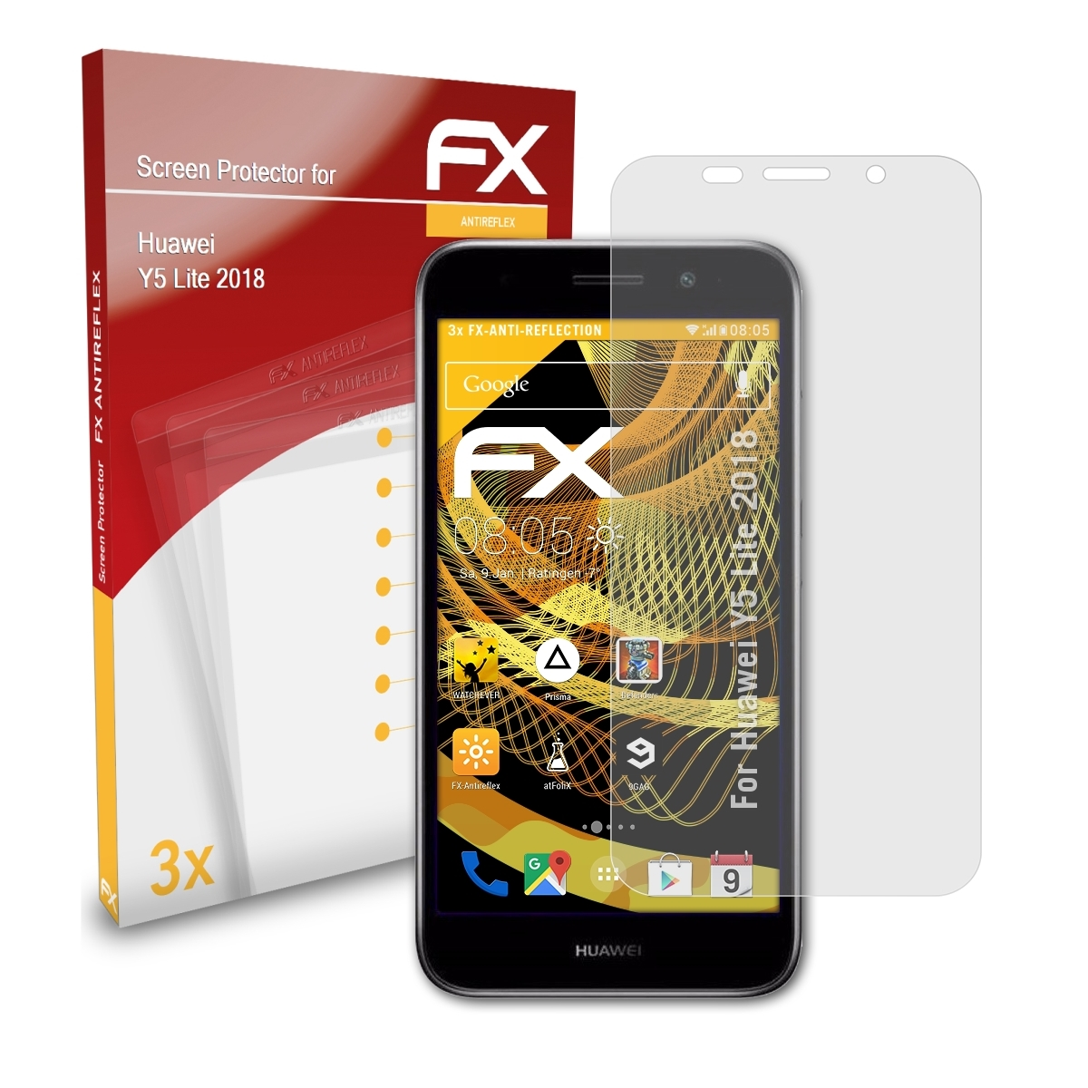 ATFOLIX 3x Y5 2018) Huawei FX-Antireflex Lite Displayschutz(für