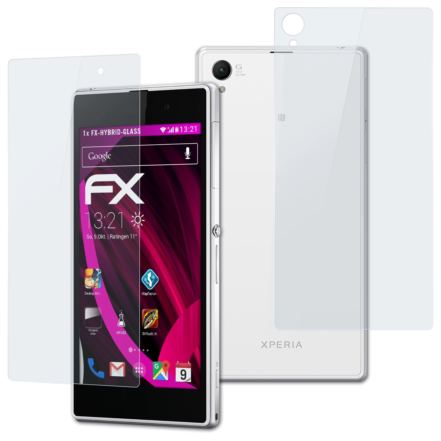 ATFOLIX Z1) FX-Hybrid-Glass Schutzglas(für Sony Xperia